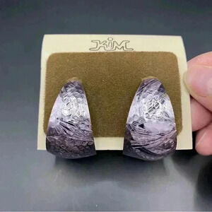 VGT NEW KIM Hoop Statement Earrings Shiny Purple